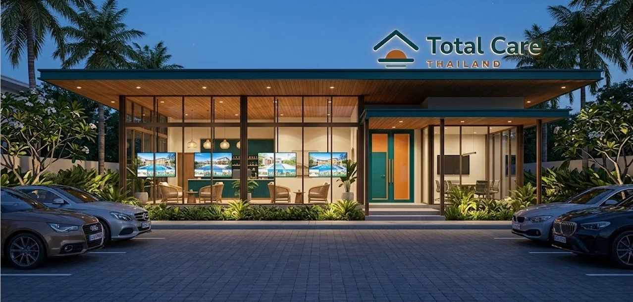 The Total Care Thailand office in Hua Hin at dusk