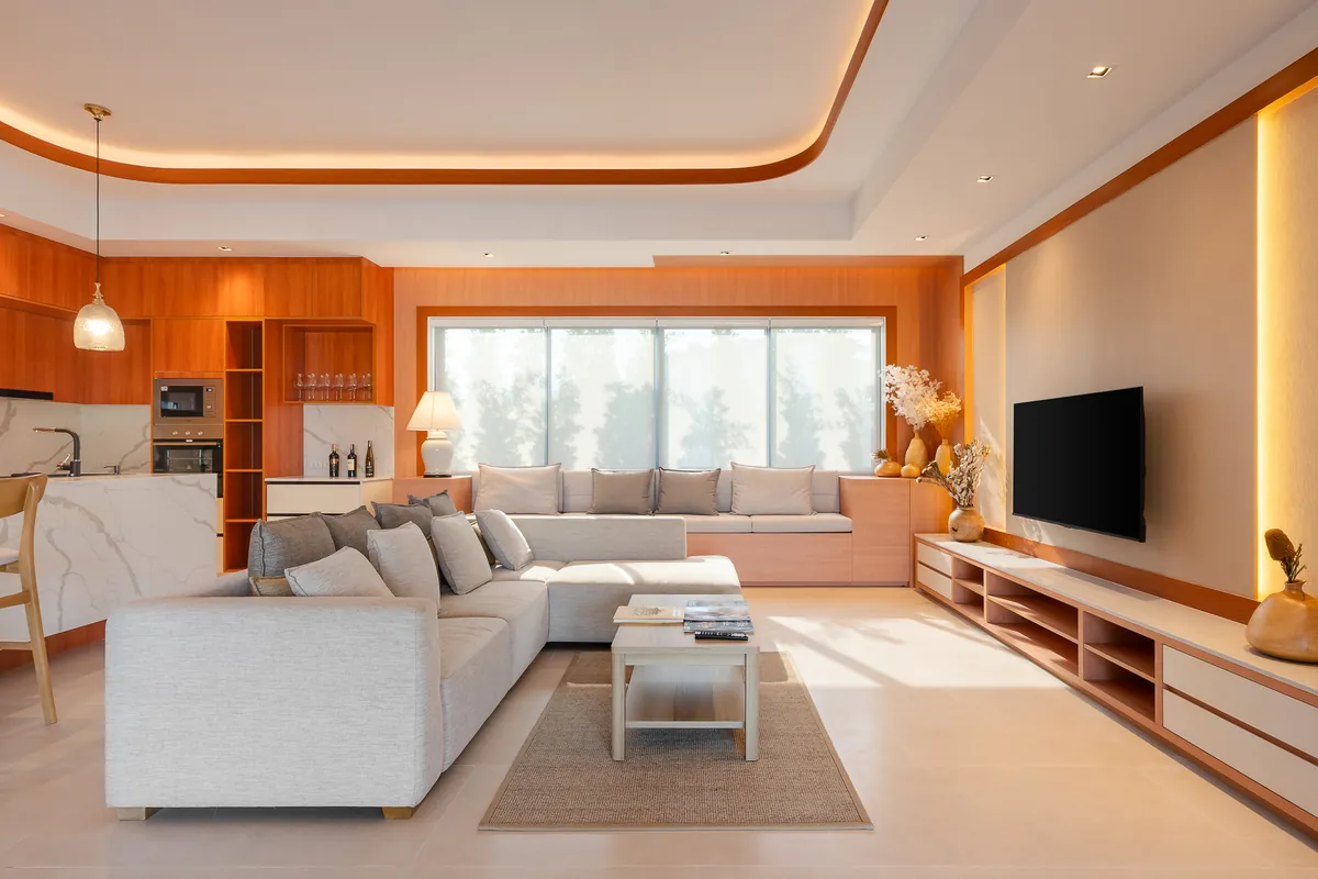 Open-plan living room in a new Hua Hin villa